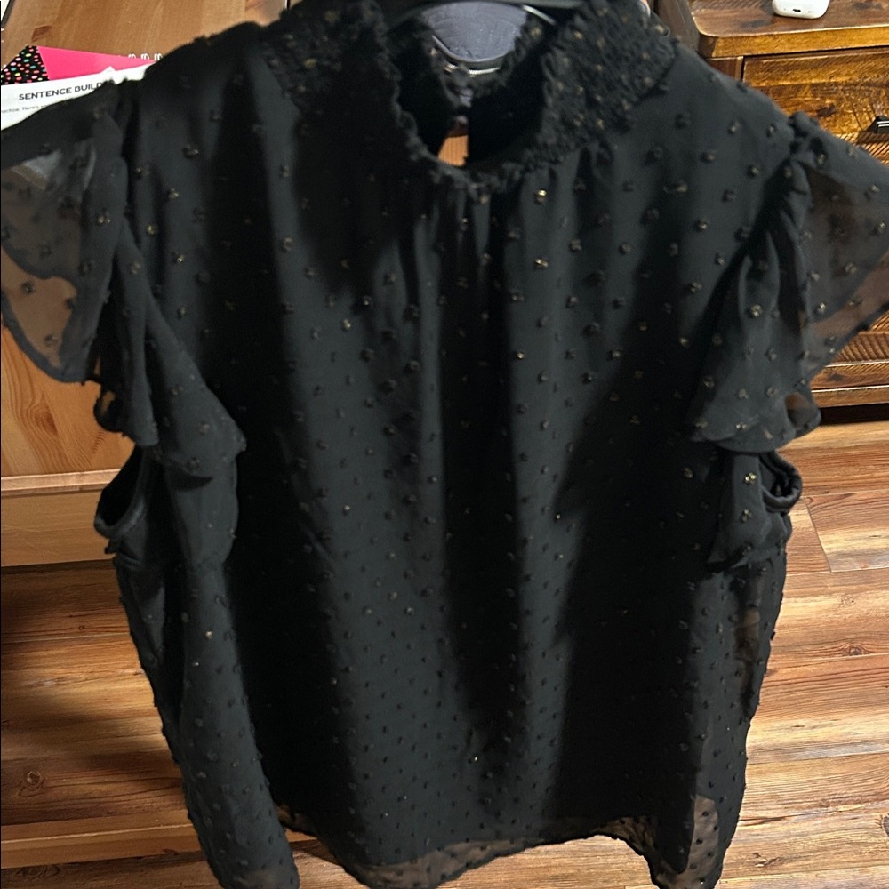 Elegant Black Lace Ruffle Top